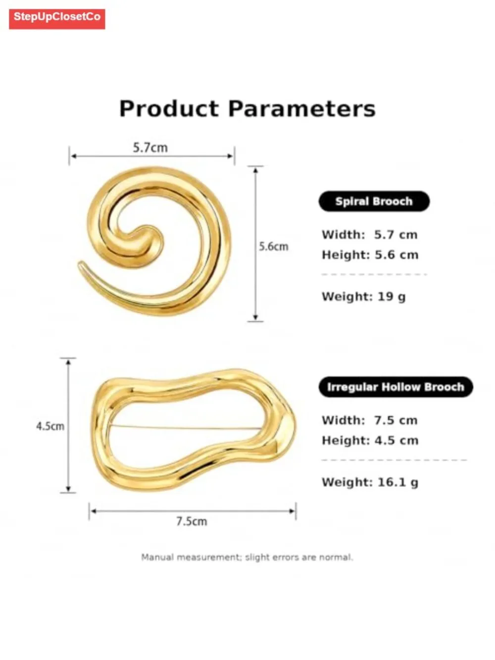 Chunky Spiral Brooch for Women Statement Pin